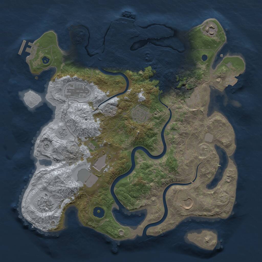 Rust Map: Procedural Map, Size: 3500, Seed: 2059281037, 14 Monuments