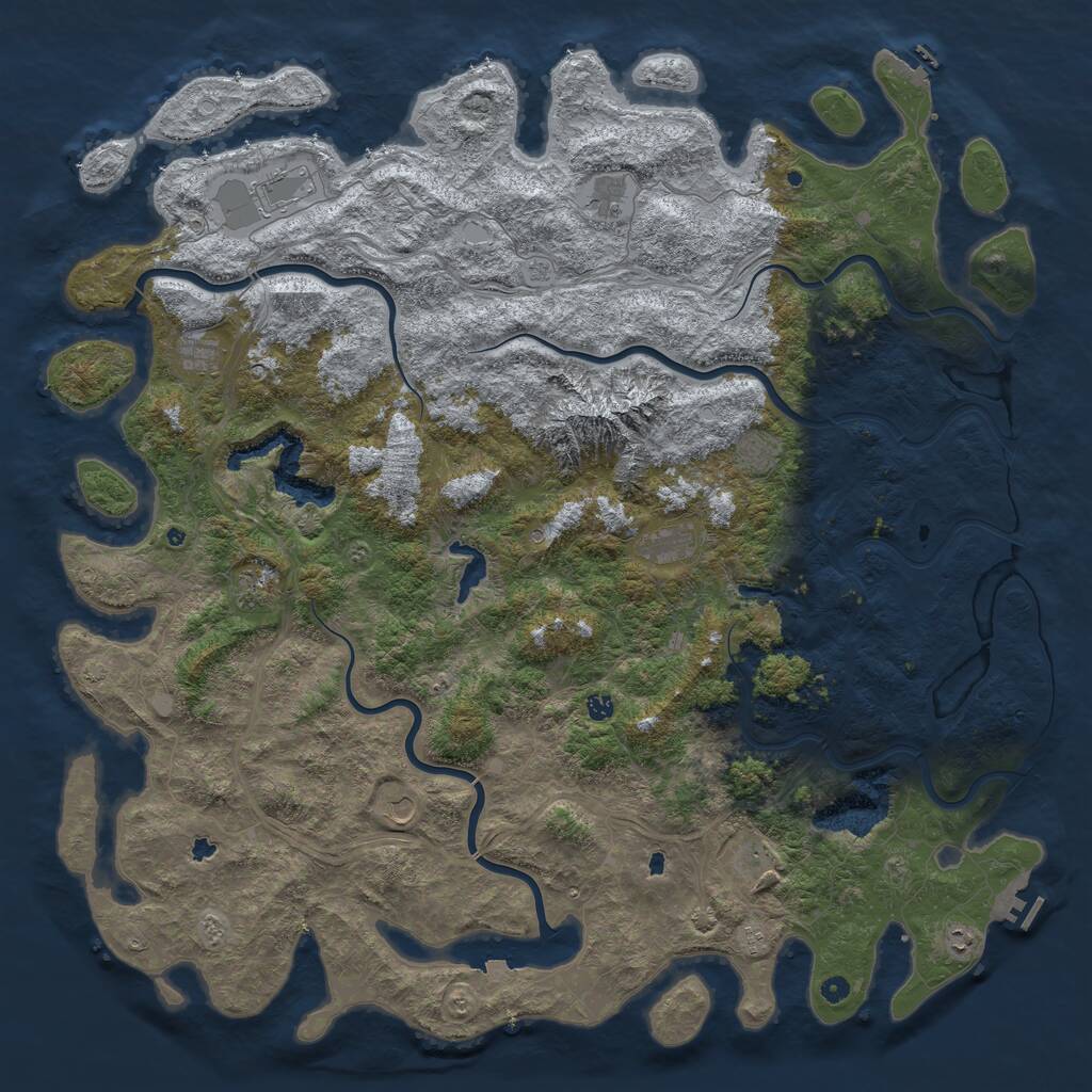 Rust Map: Procedural Map, Size: 6000, Seed: 2092732504, 17 Monuments