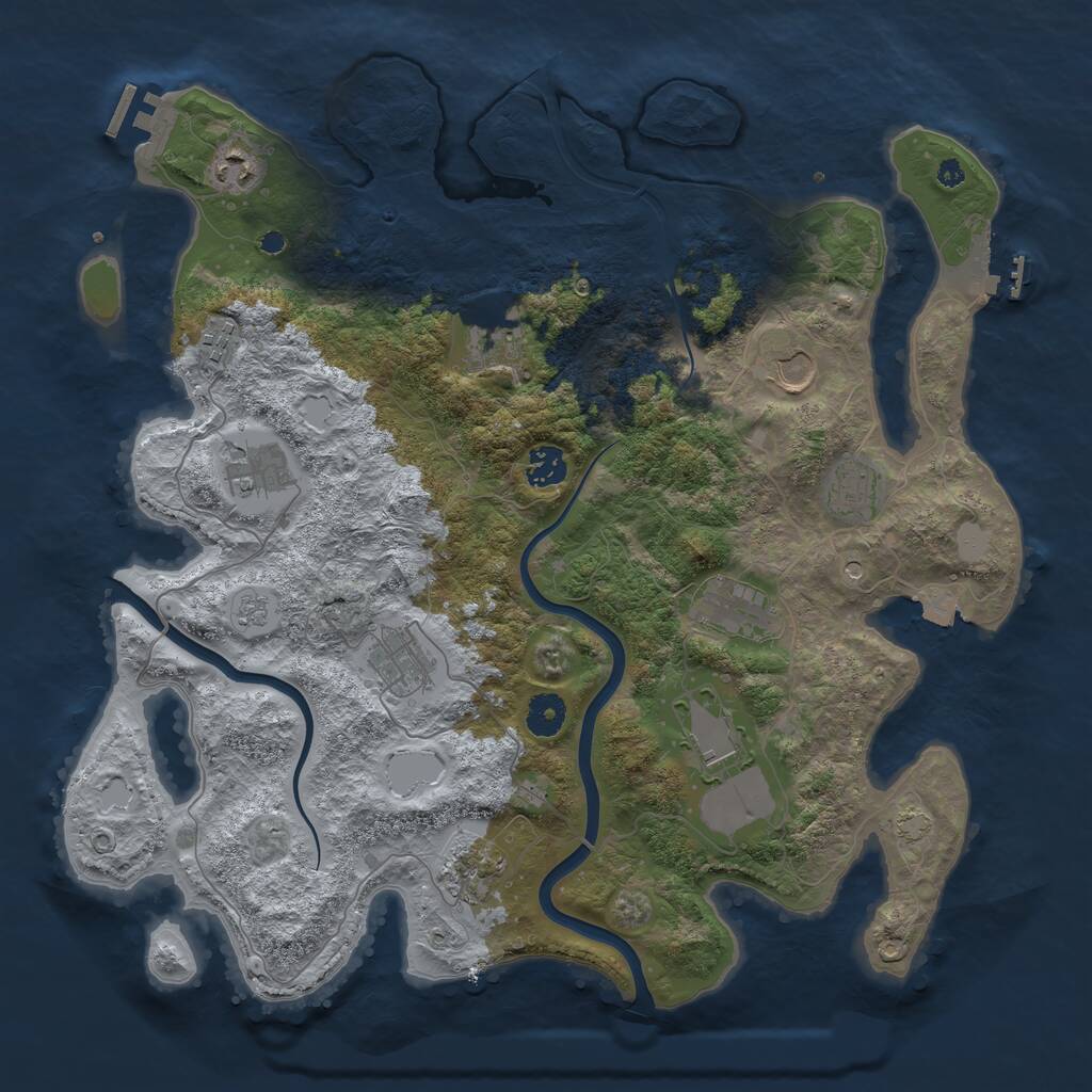 Rust Map: Procedural Map, Size: 3950, Seed: 397836598, 17 Monuments