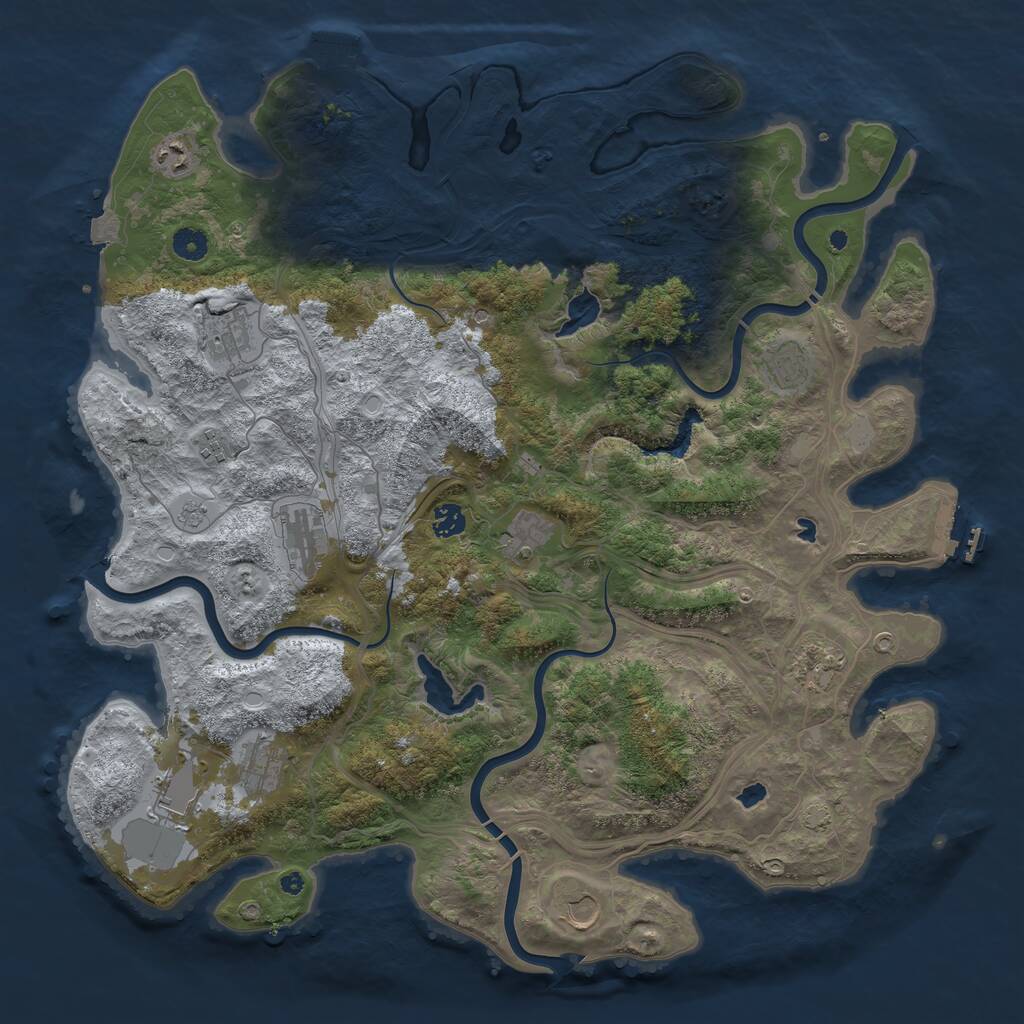 Rust Map: Procedural Map, Size: 4500, Seed: 759966, 17 Monuments