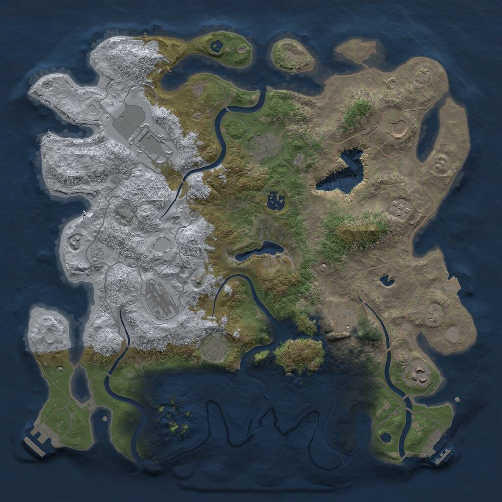 Rust Map: Procedural Map, Size: 4000, Seed: 1045881822, 15 Monuments