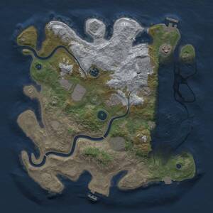 Thumbnail Rust Map: Procedural Map, Size: 3500, Seed: 595955992, 13 Monuments
