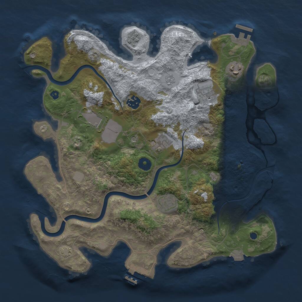 Rust Map: Procedural Map, Size: 3500, Seed: 595955992, 13 Monuments