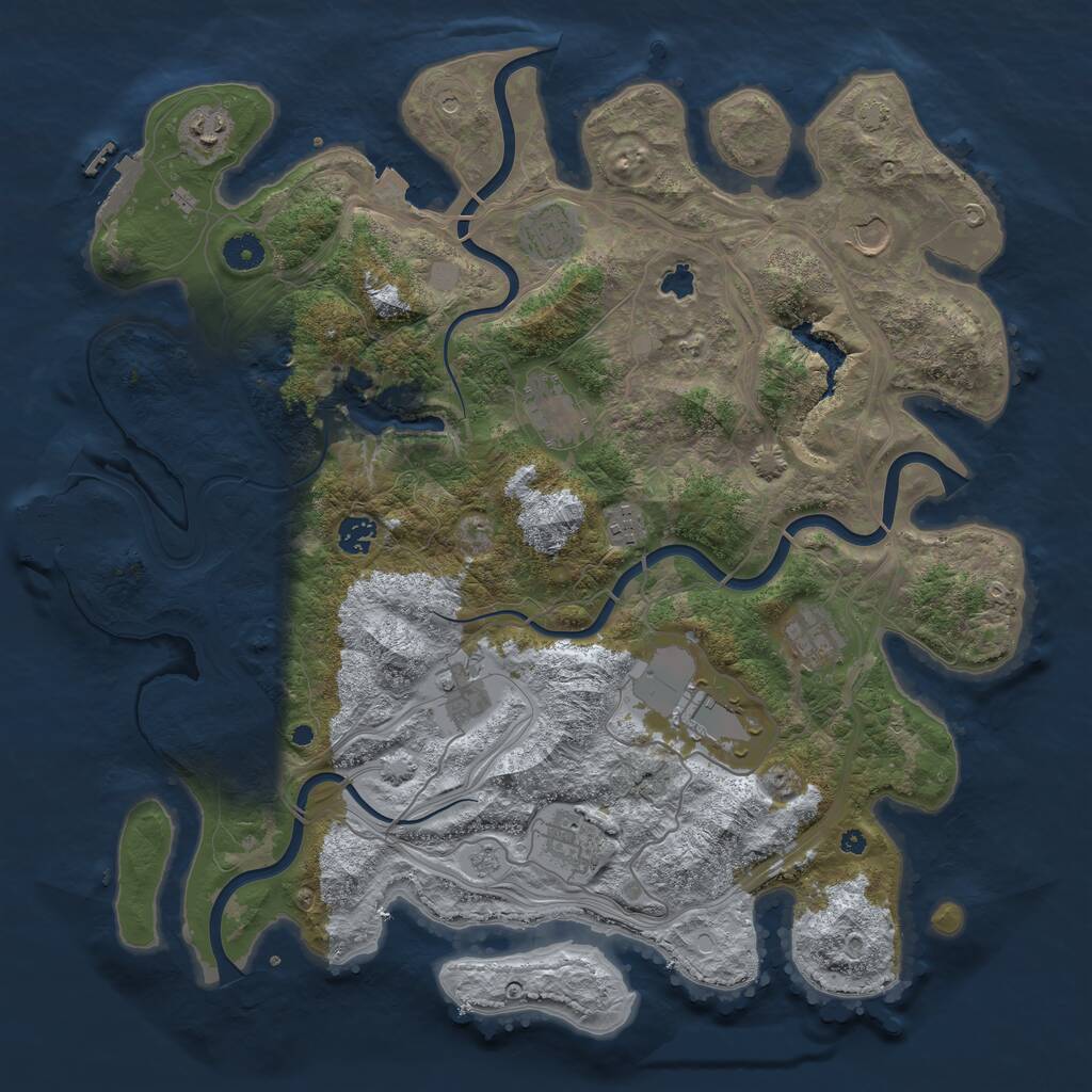 Rust Map: Procedural Map, Size: 4250, Seed: 1369670195, 16 Monuments