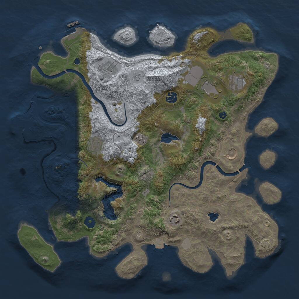 Rust Map: Procedural Map, Size: 4000, Seed: 72088601, 14 Monuments