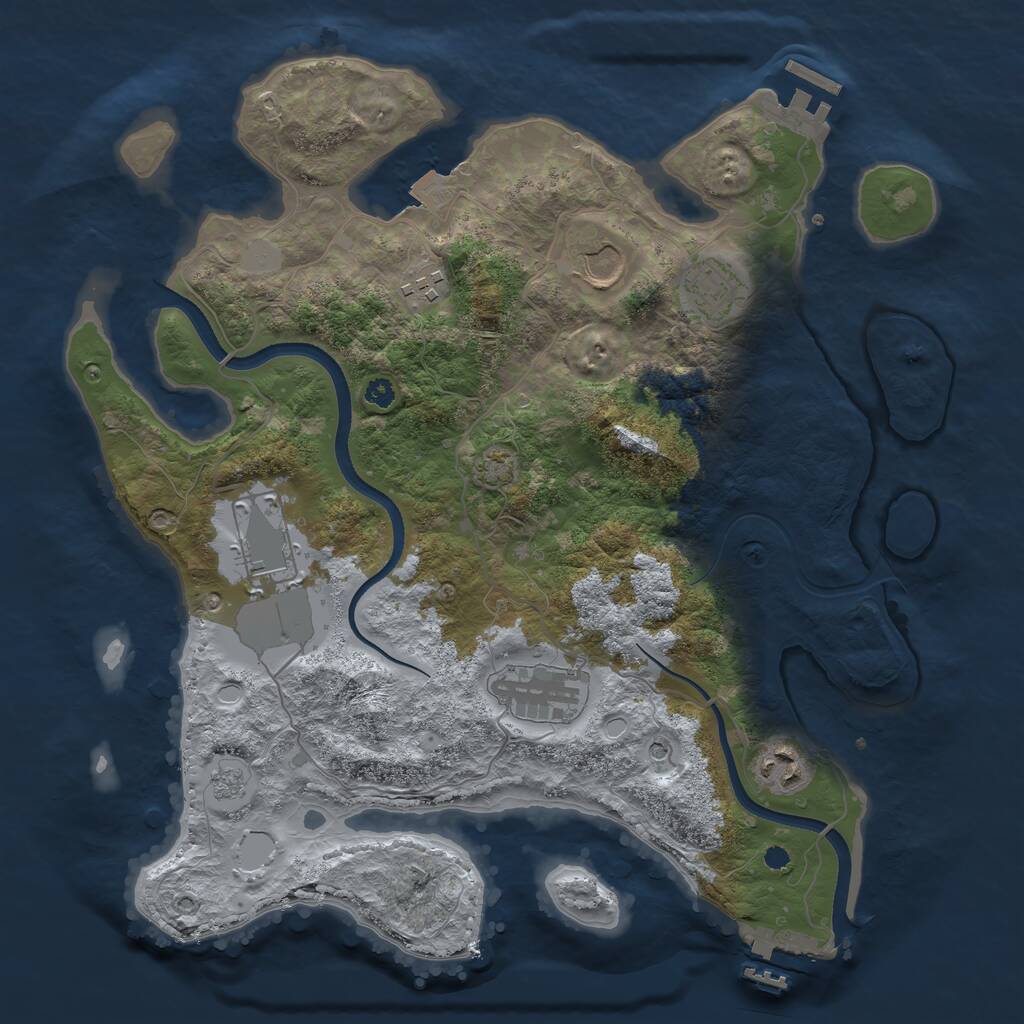 Rust Map: Procedural Map, Size: 3500, Seed: 44502, 12 Monuments