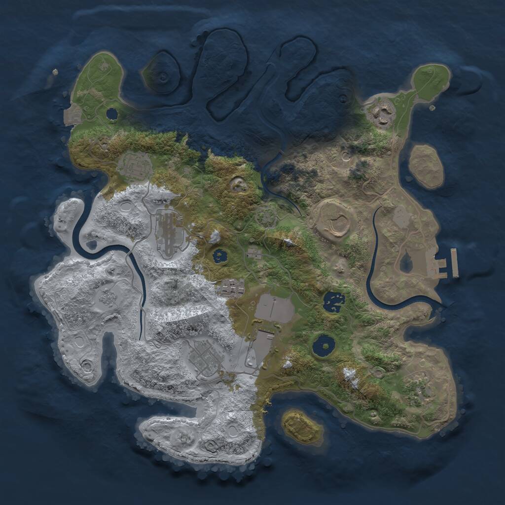 Rust Map: Procedural Map, Size: 3500, Seed: 41892, 14 Monuments