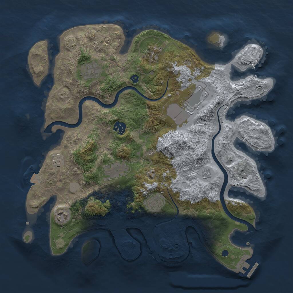 Rust Map: Procedural Map, Size: 3500, Seed: 937729934, 13 Monuments