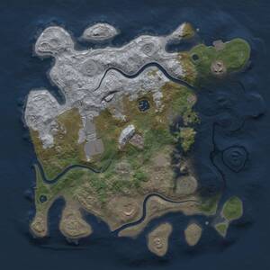 Thumbnail Rust Map: Procedural Map, Size: 3500, Seed: 1402943317, 14 Monuments