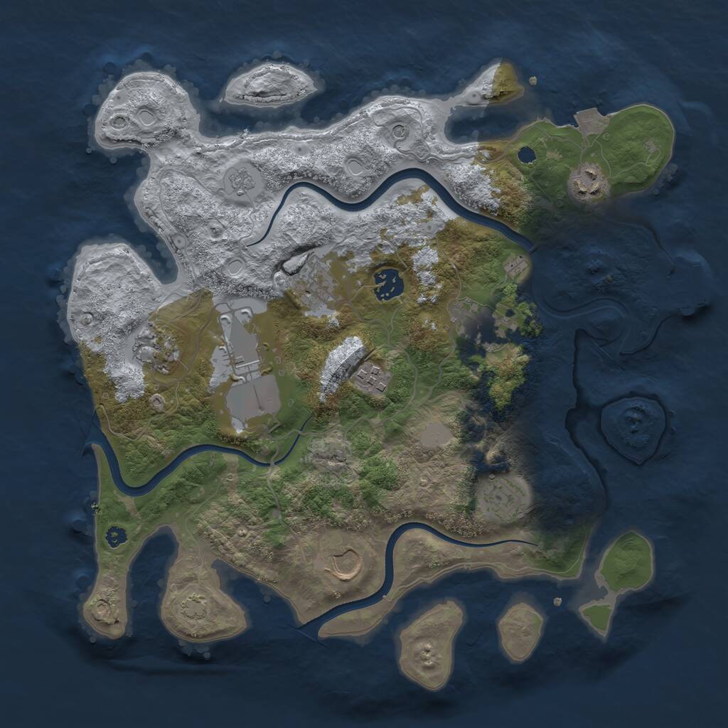 Rust Map: Procedural Map, Size: 3500, Seed: 1402943317, 14 Monuments