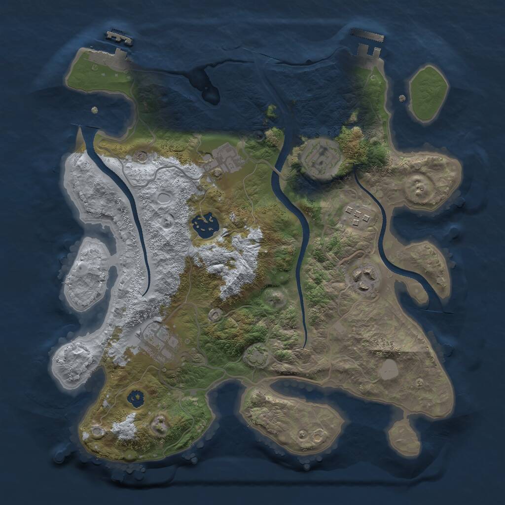 Rust Map: Procedural Map, Size: 3000, Seed: 27368, 11 Monuments