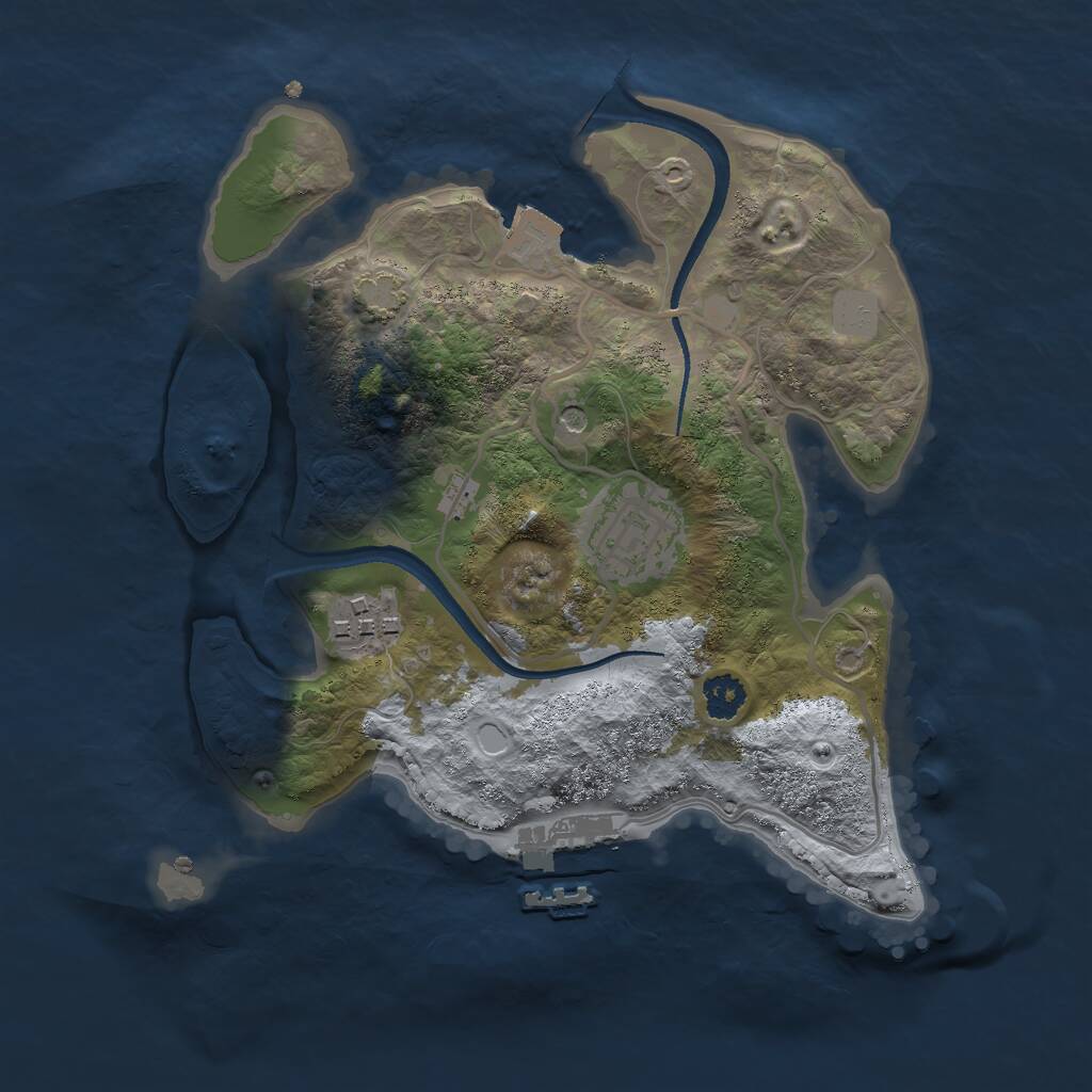 Rust Map: Procedural Map, Size: 2499, Seed: 707321349, 6 Monuments