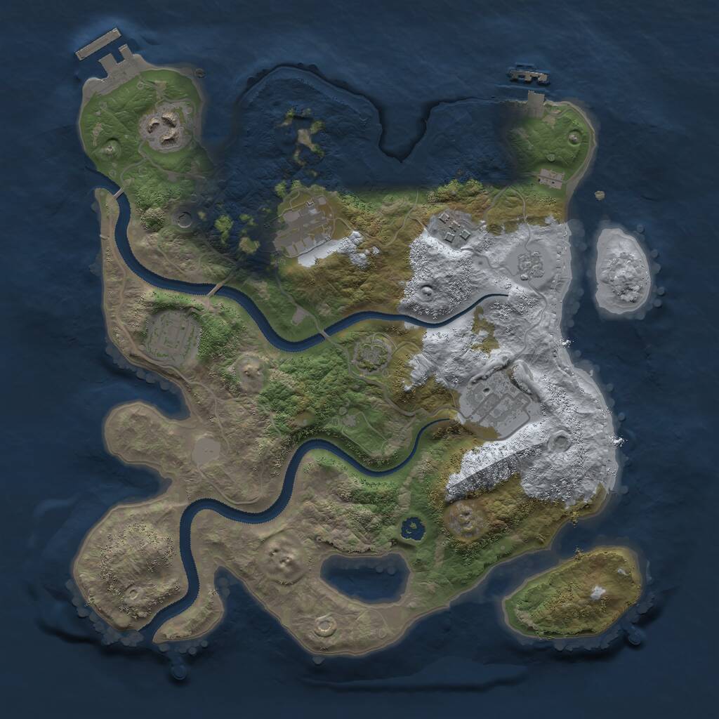 Rust Map: Procedural Map, Size: 3000, Seed: 676769, 11 Monuments