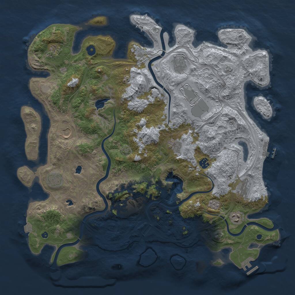 Rust Map: Procedural Map, Size: 4500, Seed: 909120661, 17 Monuments