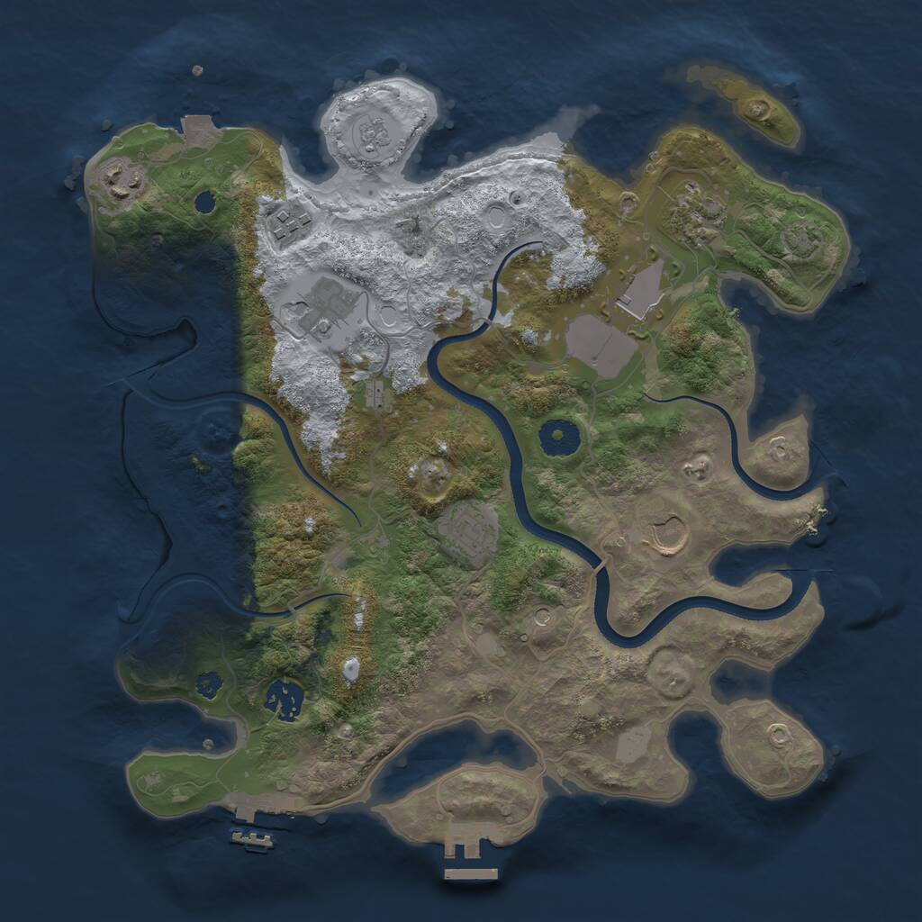 Rust Map: Procedural Map, Size: 3500, Seed: 1833279134, 14 Monuments