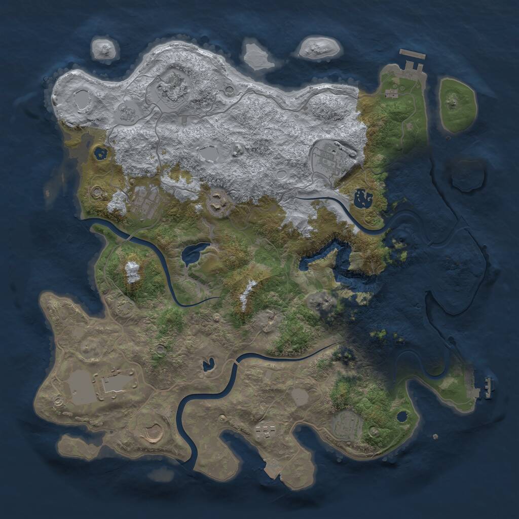 Rust Map: Procedural Map, Size: 4000, Seed: 1002107227, 15 Monuments