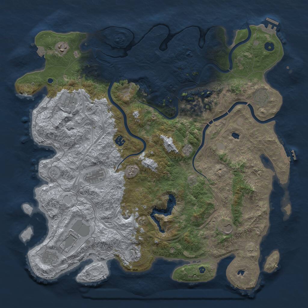 Rust Map: Procedural Map, Size: 4750, Seed: 1825211301, 17 Monuments