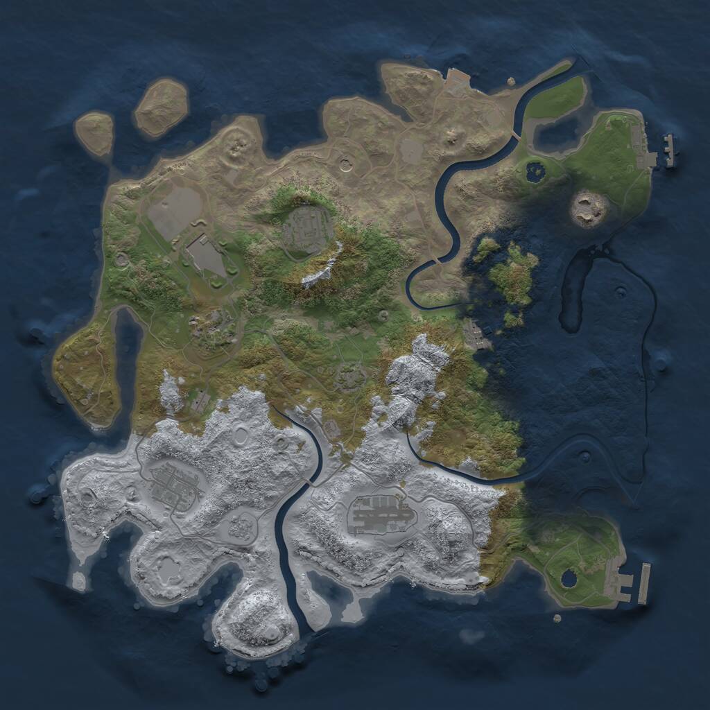 Rust Map: Procedural Map, Size: 3500, Seed: 1988204852, 13 Monuments