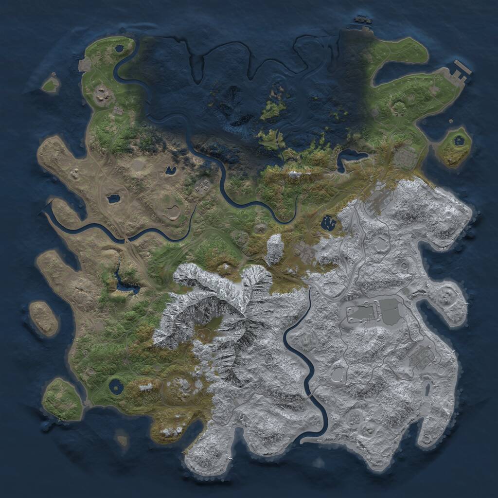 Rust Map: Procedural Map, Size: 5000, Seed: 263463782, 16 Monuments