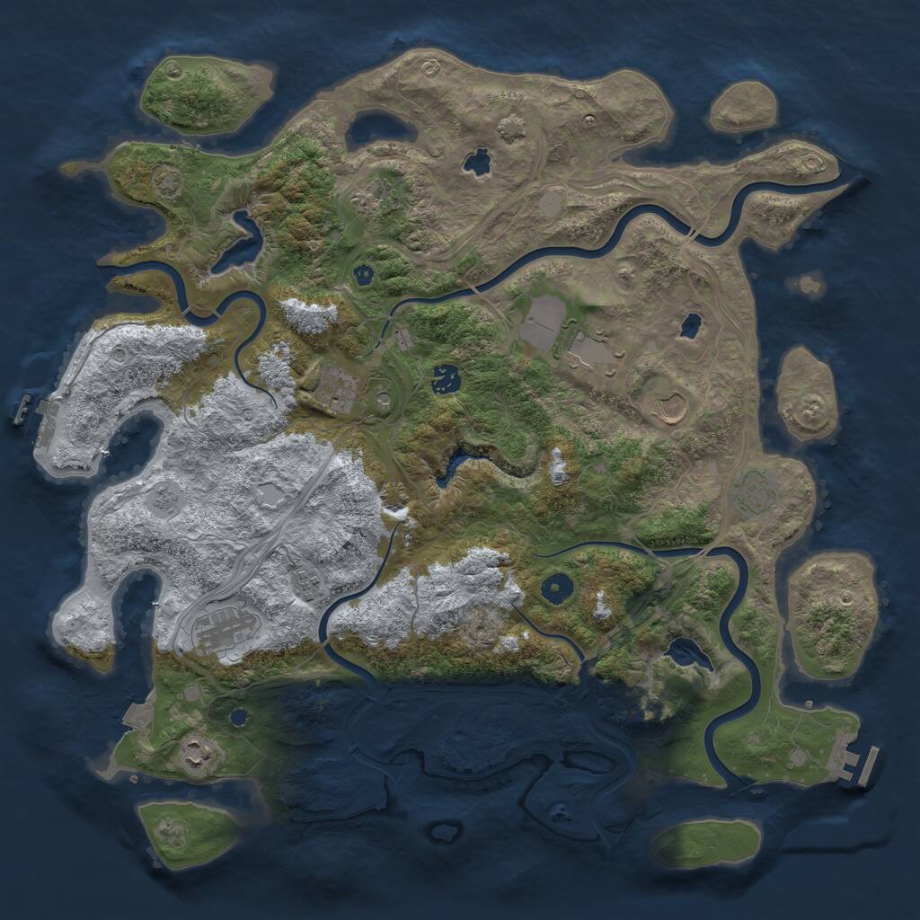 Rust Map: Procedural Map, Size: 4500, Seed: 486322374, 15 Monuments