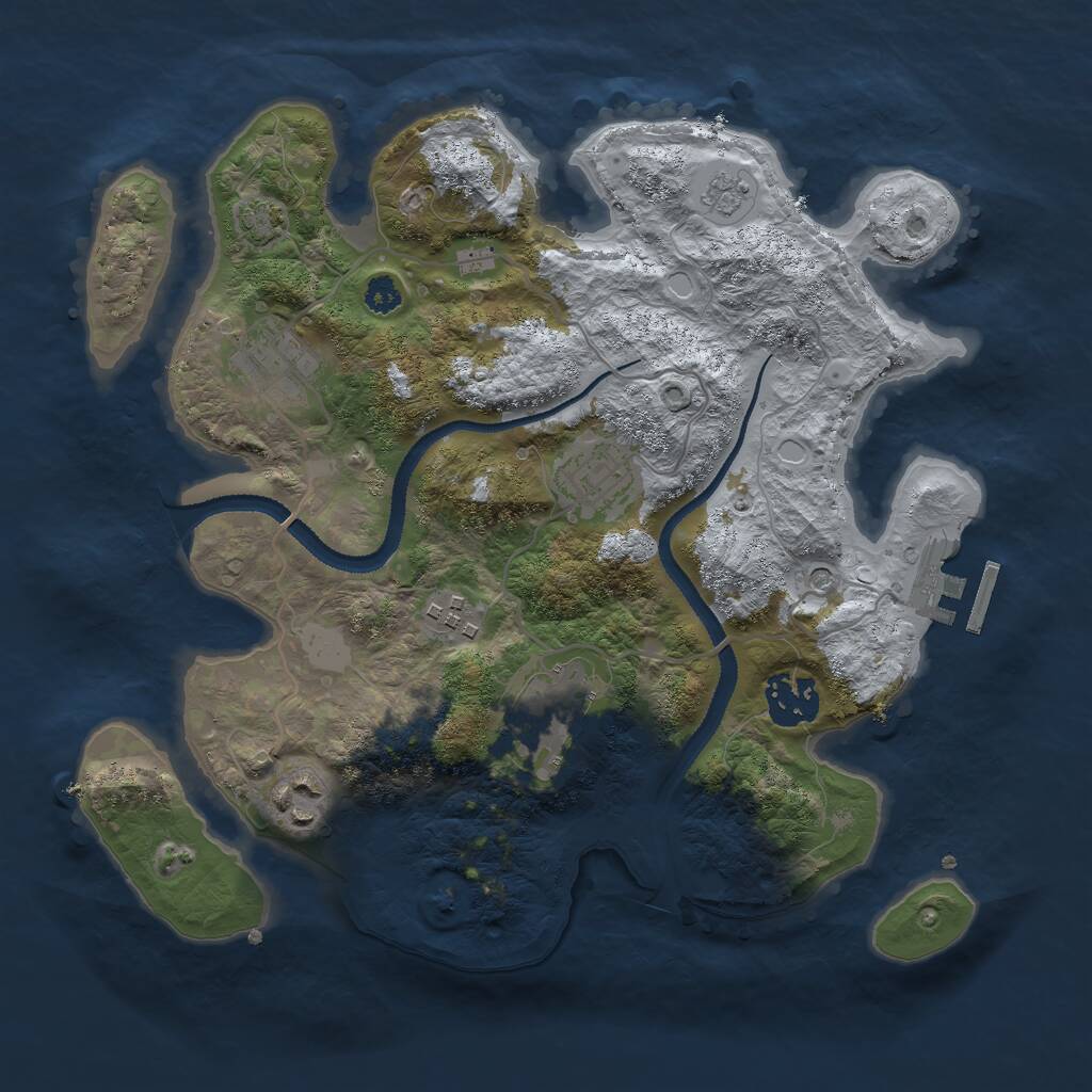 Rust Map: Procedural Map, Size: 3000, Seed: 1412347486, 11 Monuments