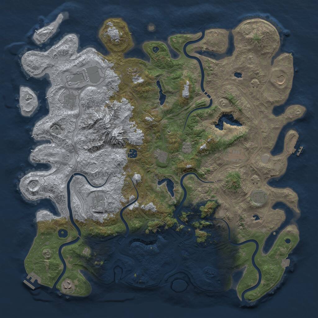 Rust Map: Procedural Map, Size: 5000, Seed: 72223431, 17 Monuments