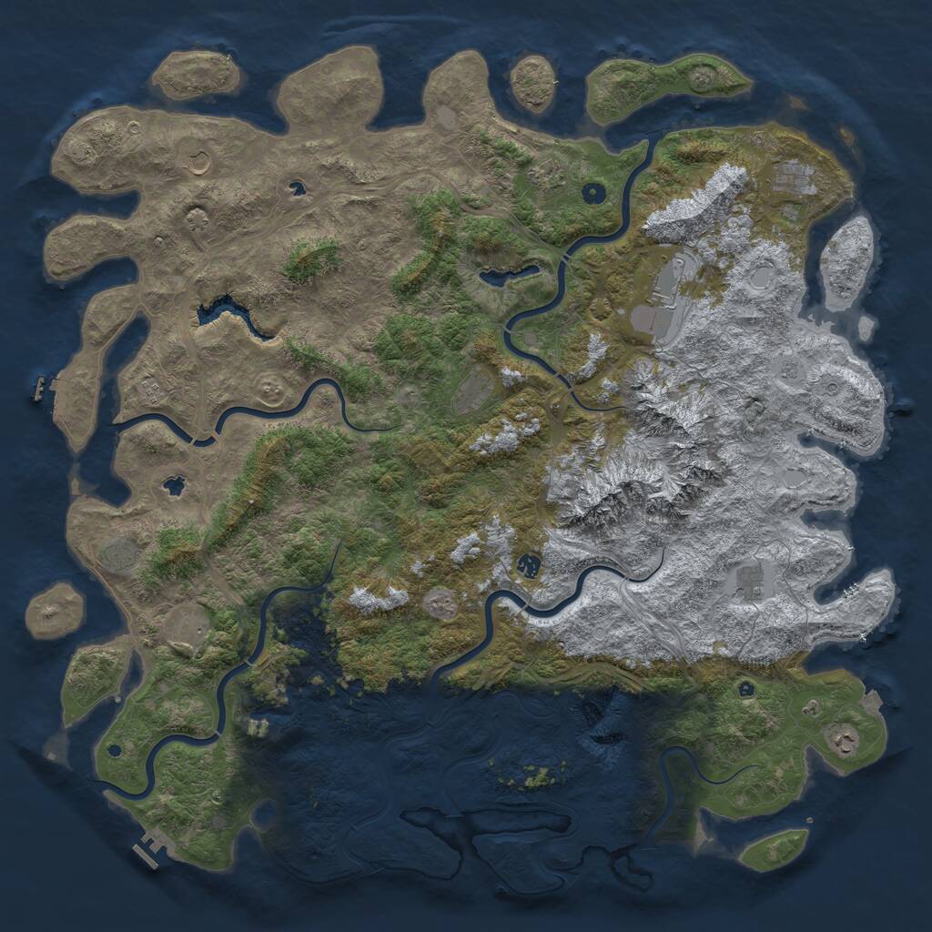Rust Map: Procedural Map, Size: 6000, Seed: 400783309, 17 Monuments