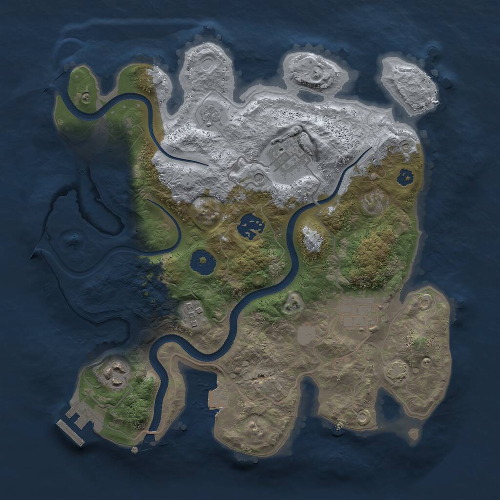 Rust Map: Procedural Map, Size: 3000, Seed: 7518293, 10 Monuments
