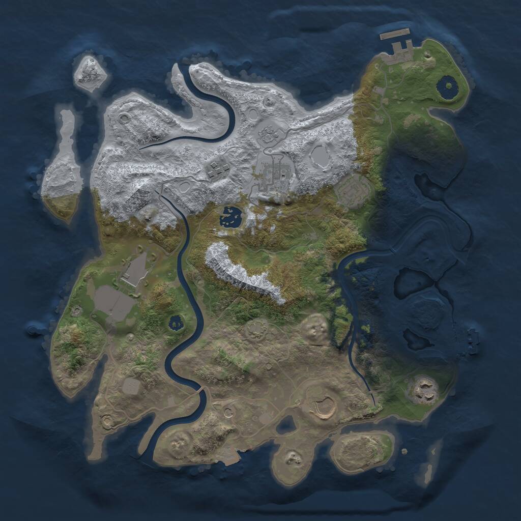 Rust Map: Procedural Map, Size: 3500, Seed: 1643512550, 13 Monuments
