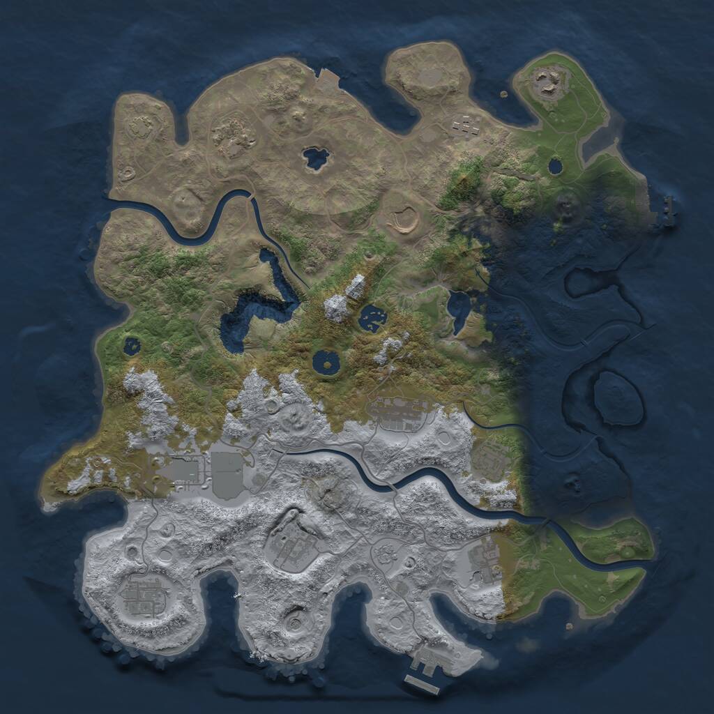 Rust Map: Procedural Map, Size: 4000, Seed: 351327890, 17 Monuments