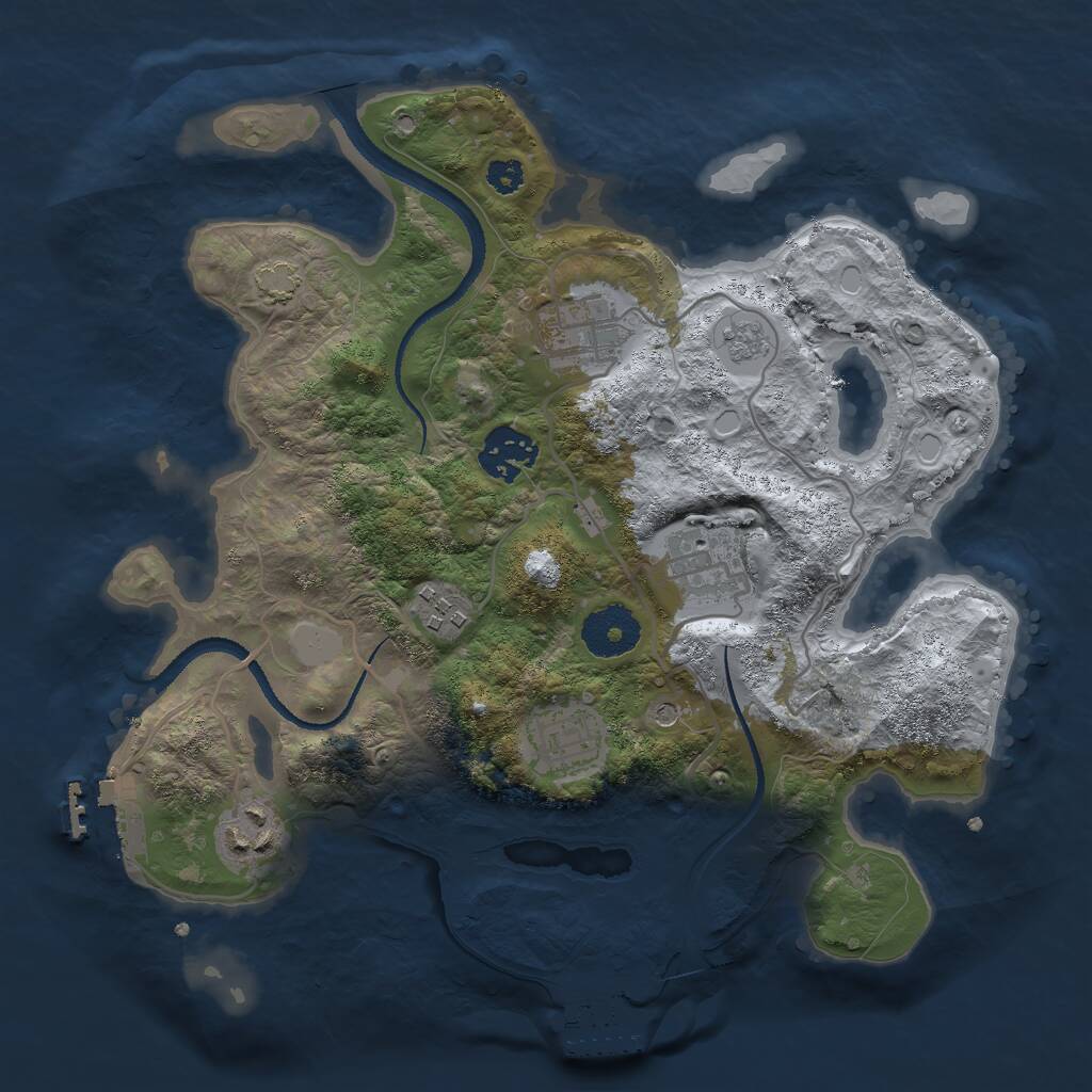 Rust Map: Procedural Map, Size: 3000, Seed: 18472934, 12 Monuments