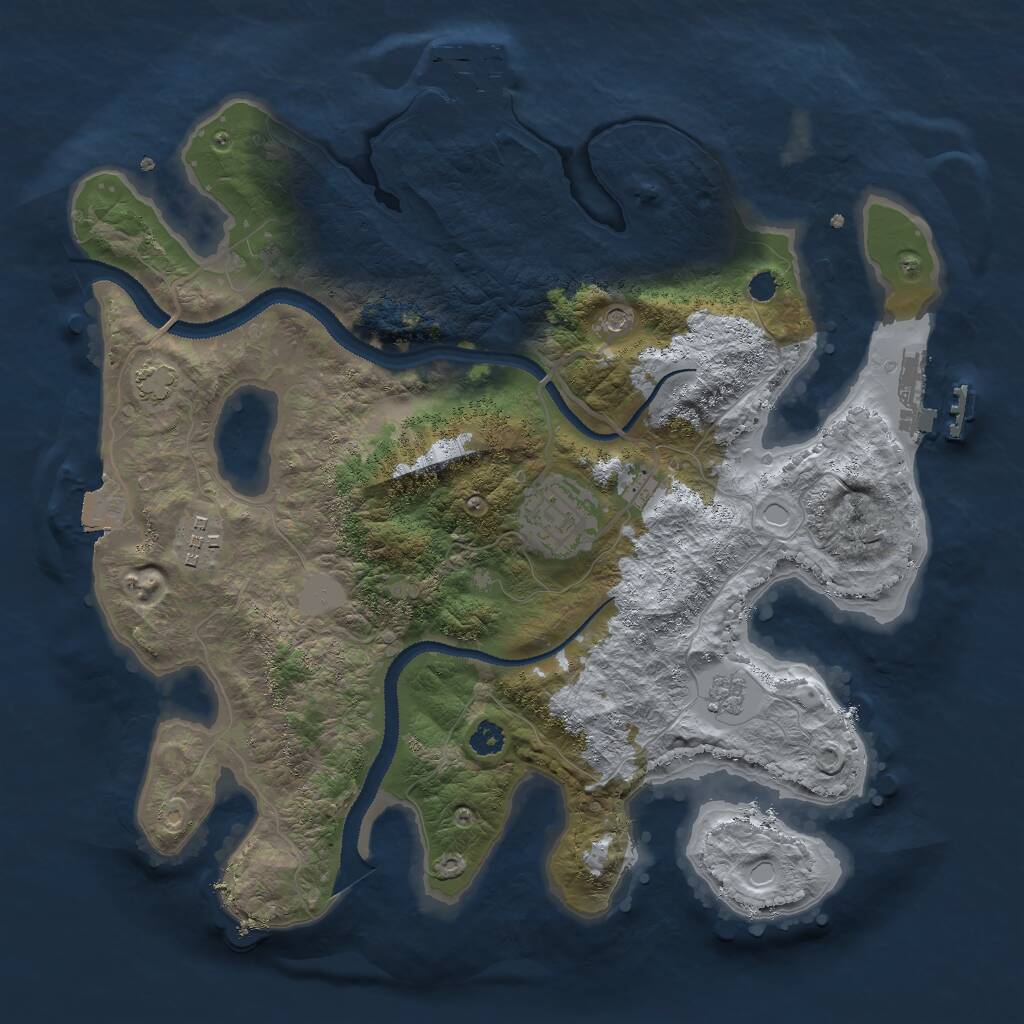 Rust Map: Procedural Map, Size: 3000, Seed: 1299875900, 8 Monuments