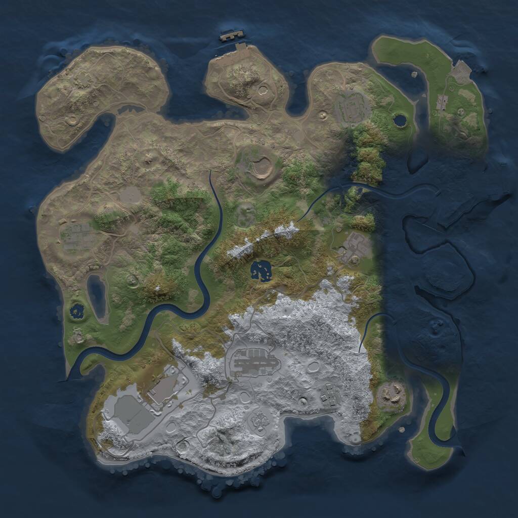 Rust Map: Procedural Map, Size: 3500, Seed: 1857516428, 15 Monuments