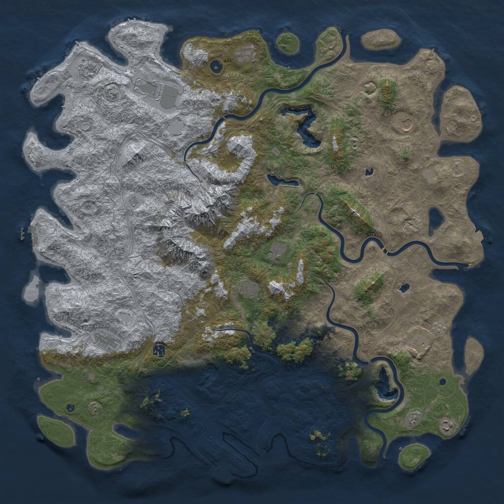 Rust Map: Procedural Map, Size: 6000, Seed: 2054596001, 17 Monuments