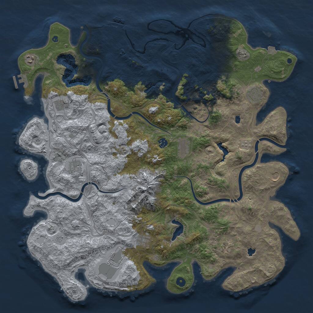 Rust Map: Procedural Map, Size: 5000, Seed: 1208999380, 17 Monuments