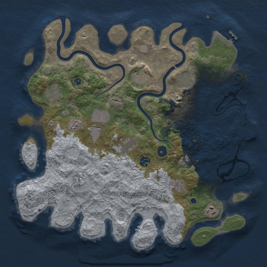 Rust Map: Procedural Map, Size: 3900, Seed: 1112762054, 16 Monuments