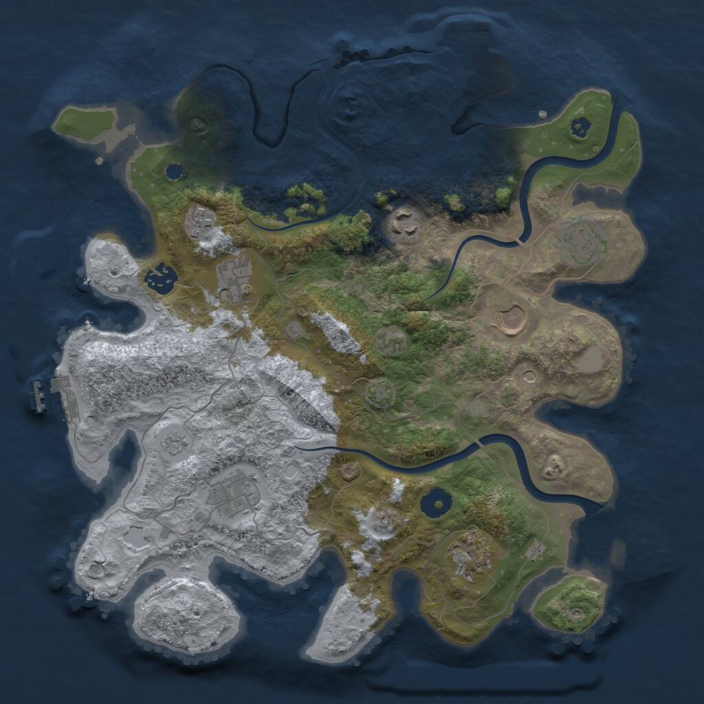 Rust Map: Procedural Map, Size: 3500, Seed: 19572363, 14 Monuments