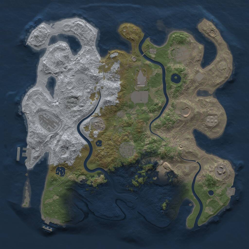 Rust Map: Procedural Map, Size: 3750, Seed: 329050988, 16 Monuments