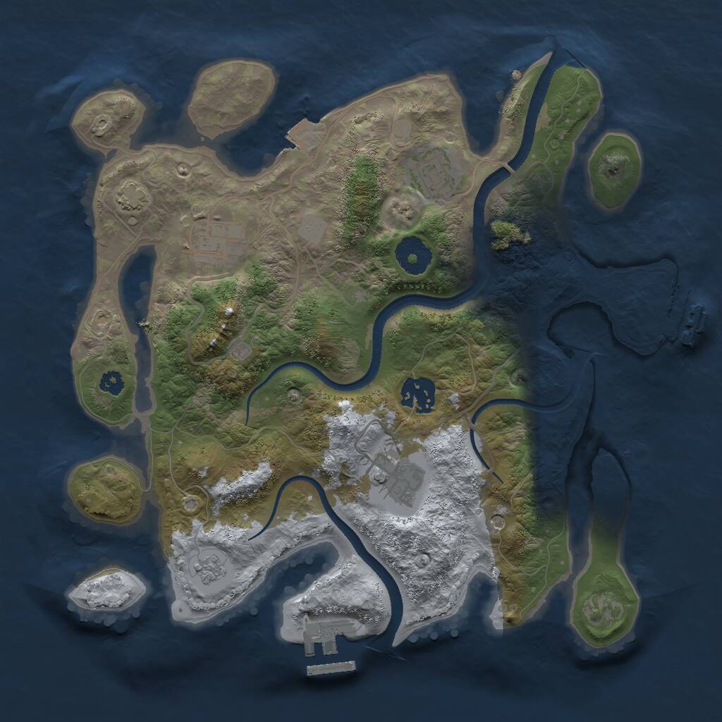 Rust Map: Procedural Map, Size: 3000, Seed: 5078, 10 Monuments