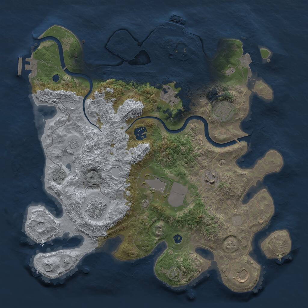 Rust Map: Procedural Map, Size: 3500, Seed: 34562, 14 Monuments