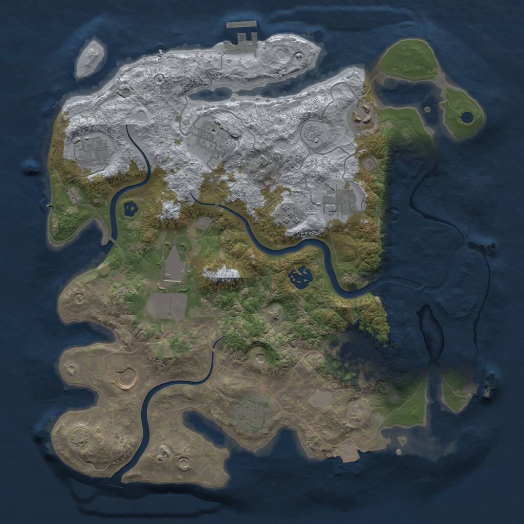 Rust Map: Procedural Map, Size: 3500, Seed: 1898826332, 16 Monuments