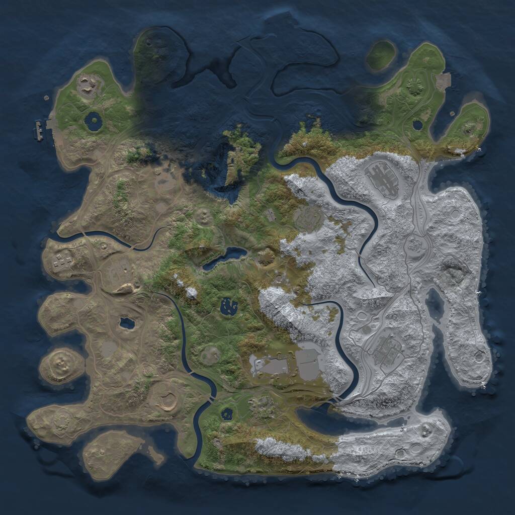 Rust Map: Procedural Map, Size: 4250, Seed: 1291235220, 17 Monuments