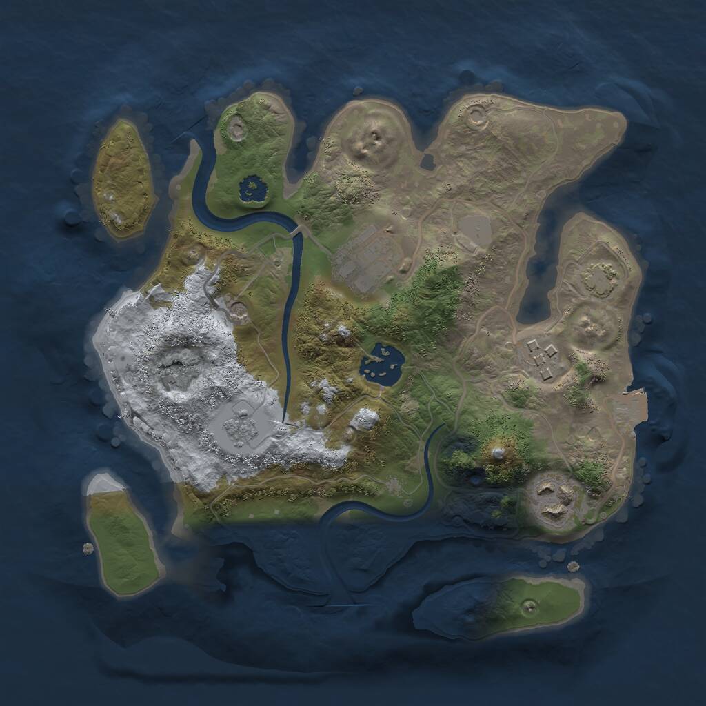 Rust Map: Procedural Map, Size: 2500, Seed: 966192, 8 Monuments