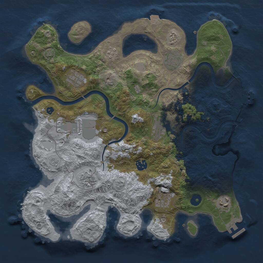 Rust Map: Procedural Map, Size: 3500, Seed: 1293477413, 15 Monuments