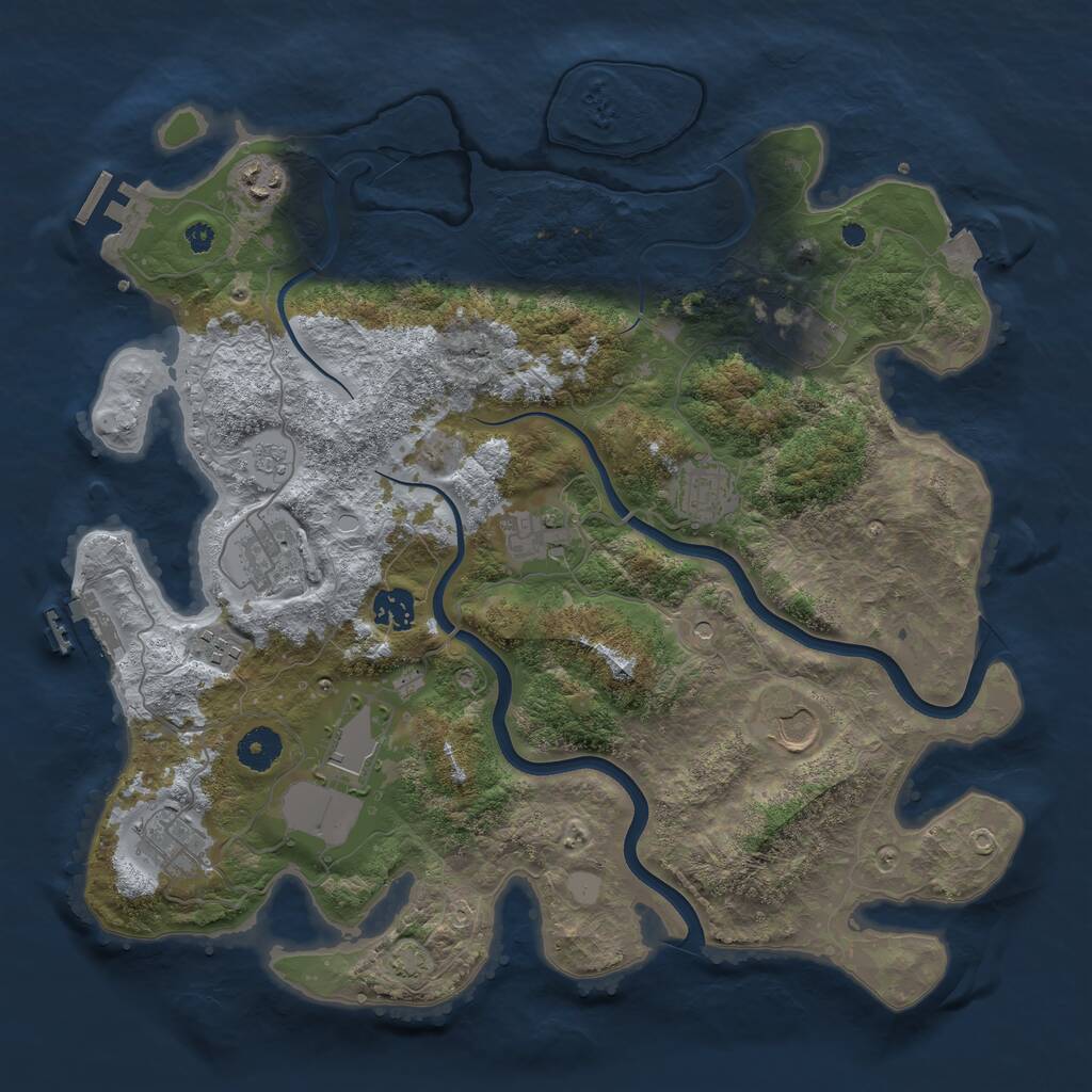 Rust Map: Procedural Map, Size: 3800, Seed: 161498, 16 Monuments