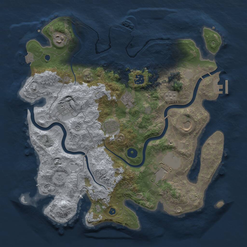 Rust Map: Procedural Map, Size: 3650, Seed: 875662461, 14 Monuments