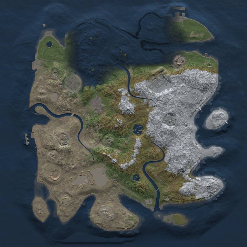Rust Map: Procedural Map, Size: 3500, Seed: 54397, 14 Monuments