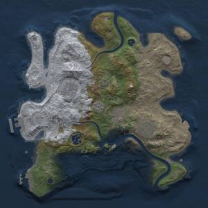 Thumbnail Rust Map: Procedural Map, Size: 3000, Seed: 1500733355, 11 Monuments