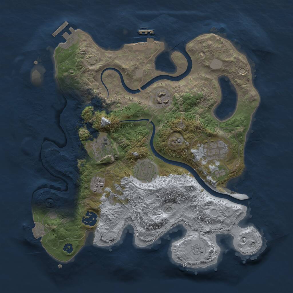 Rust Map: Procedural Map, Size: 3000, Seed: 5709, 12 Monuments