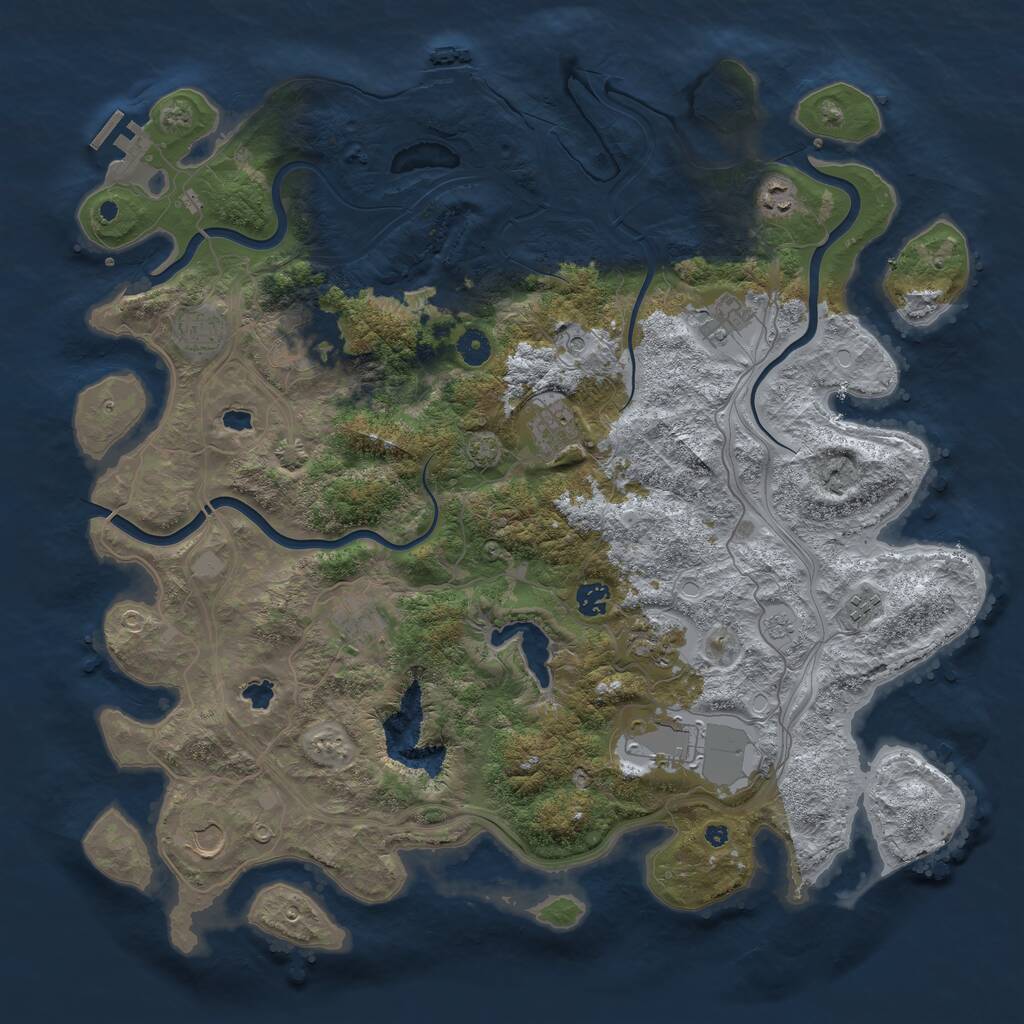 Rust Map: Procedural Map, Size: 4500, Seed: 61284, 17 Monuments